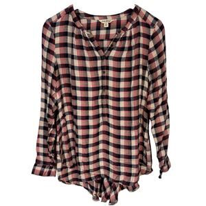 Lucky Brand Women’s M Plaid Long Sleeve Pull Over Shirt
